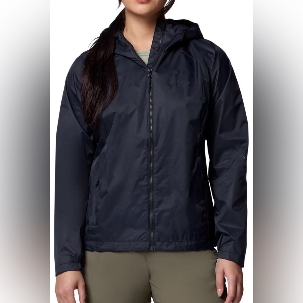 Columbia Rain jacket Jet Black packable hood like new S